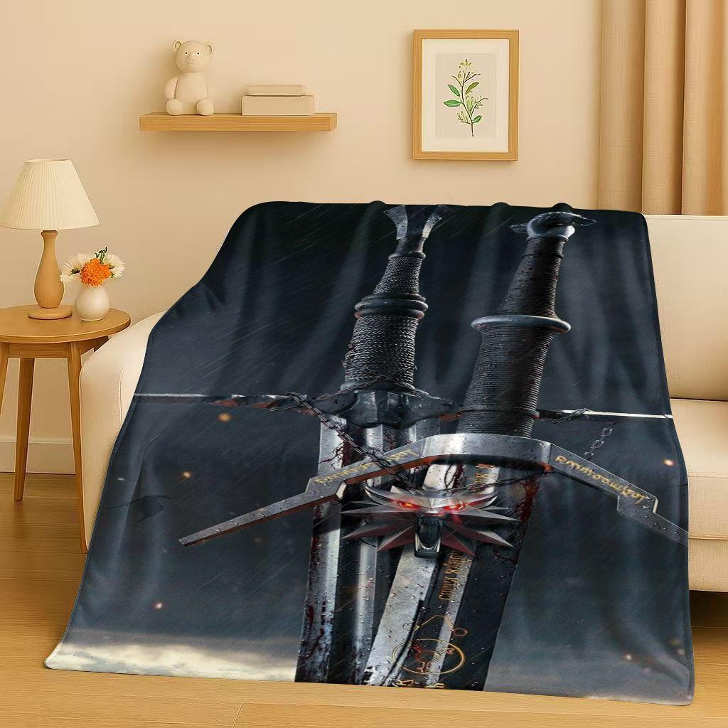 HD The W-Witcher Game Geralt Gamer Cartoon Flannel Blanket,Ultra Soft Plush Throw for Home Bedroom Bed Sofa Cover Kid Gift