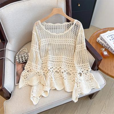 DIMANAF 2025 New Summer Basic Shirt Women Lace Blouse Tops Tees Casual Loose White Short  Tees