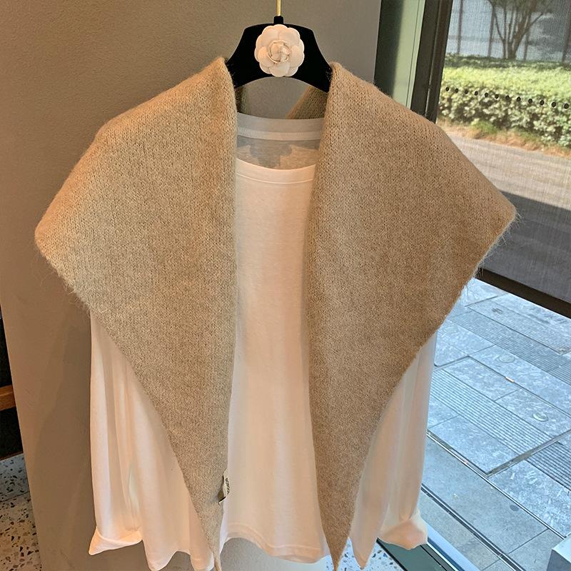 Solid Color Triangular Scarf, Brushed Shawl, Oversized Outer Layer, Autumn and Winter Korean Warm Triangular Scarf, Knitted Scarf