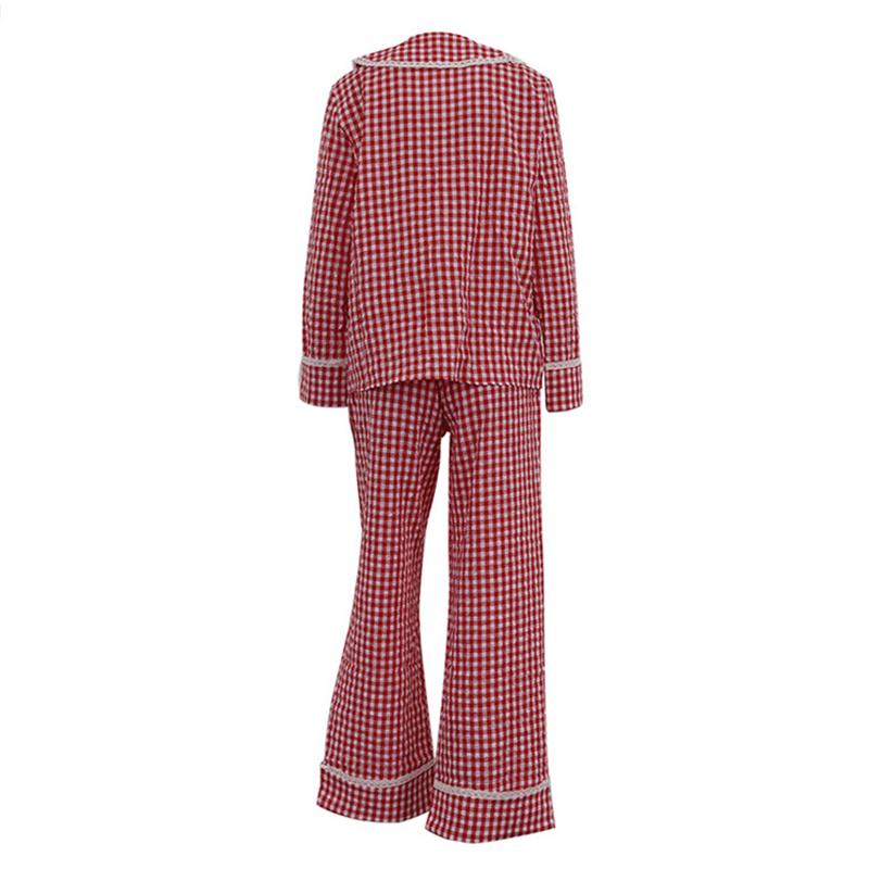 Plaid Shirt Pants Sets Women Peter Pan Collar Lace Up Long Sleeve Shirts Wide Leg Trousers 2 Pieces Suits Female Casual Outfits