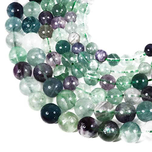 SmileStone Fluorite Mixed Fluorite Beads, 10mm, Sold as a Strand (Approx. 38cm), Natural Stone, Power Stone Beads (10mm)