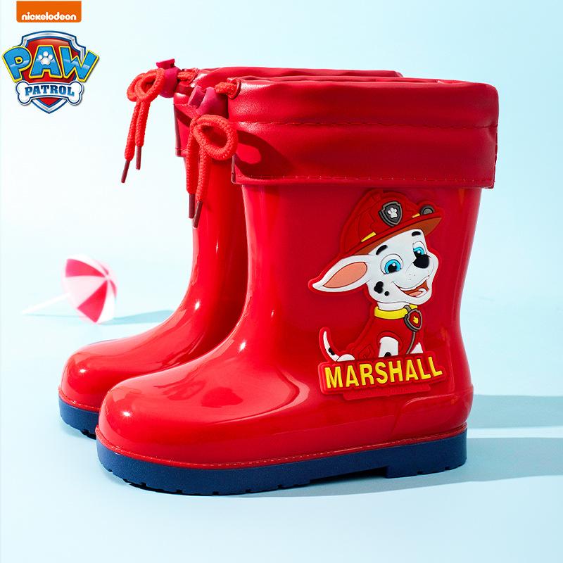 Paw Patrol Children's Rain Boots Cartoon Cuffed Fleece-Lined Rain Shoes All-Season Universal Water Shoes Boys and Girls Non-Slip Waterproof Rubber