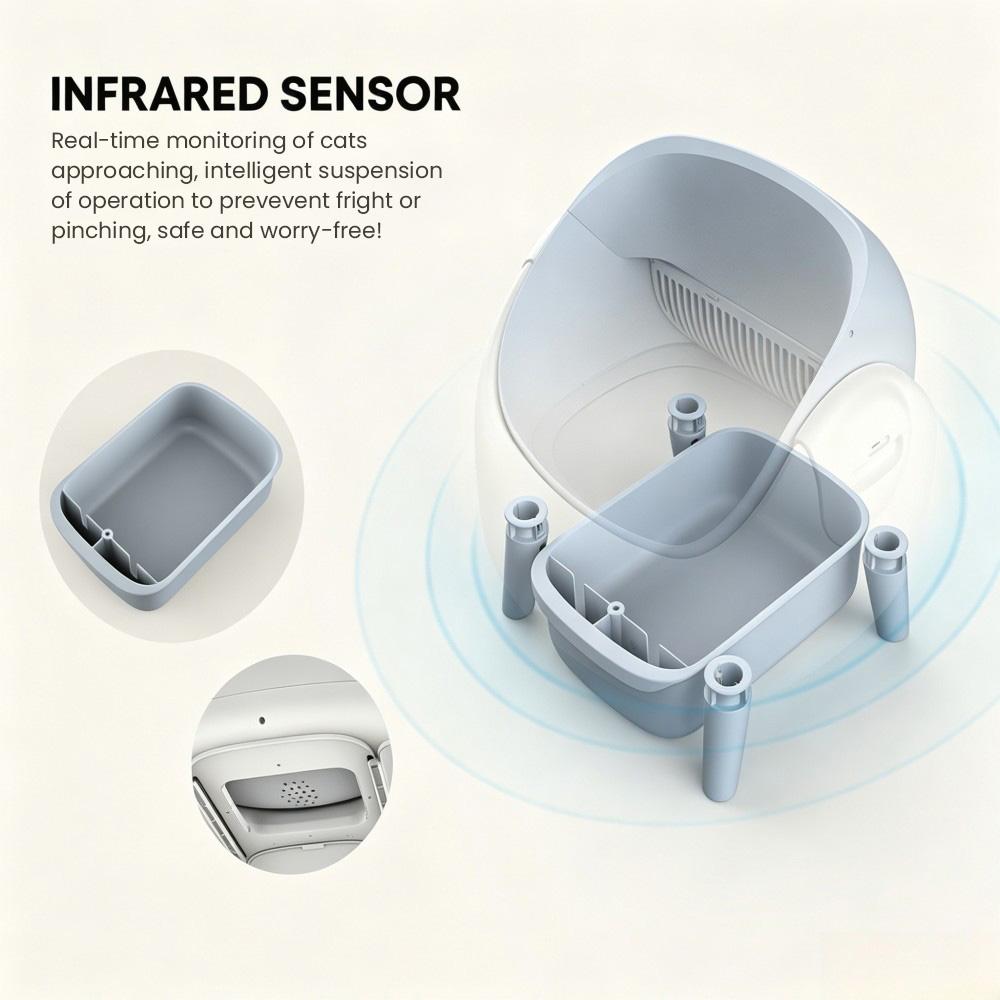 Crigge MINI-C Intelligente Katzentoilette, Offene Oberseite, Selbstreinigendes System, WiFi App-Steuerung, Gesundheitsüberwachung, 35dB Ultra-Leiser Betrieb