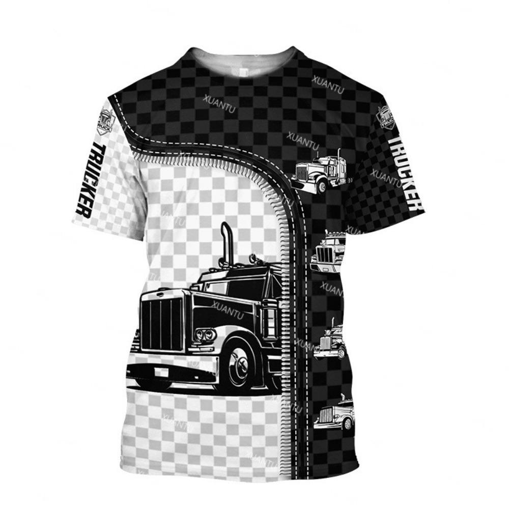 Summer Top Short Sleeved Round Neck Men's T-shirt Truck Pattern 3D Printing Fashionable Casual Plus Size T-shirt Street
