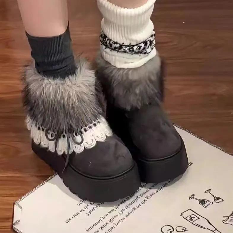 Women's 2025 Thick-Soled Fleece-Lined Anti-Slip Snow Boots for Winter