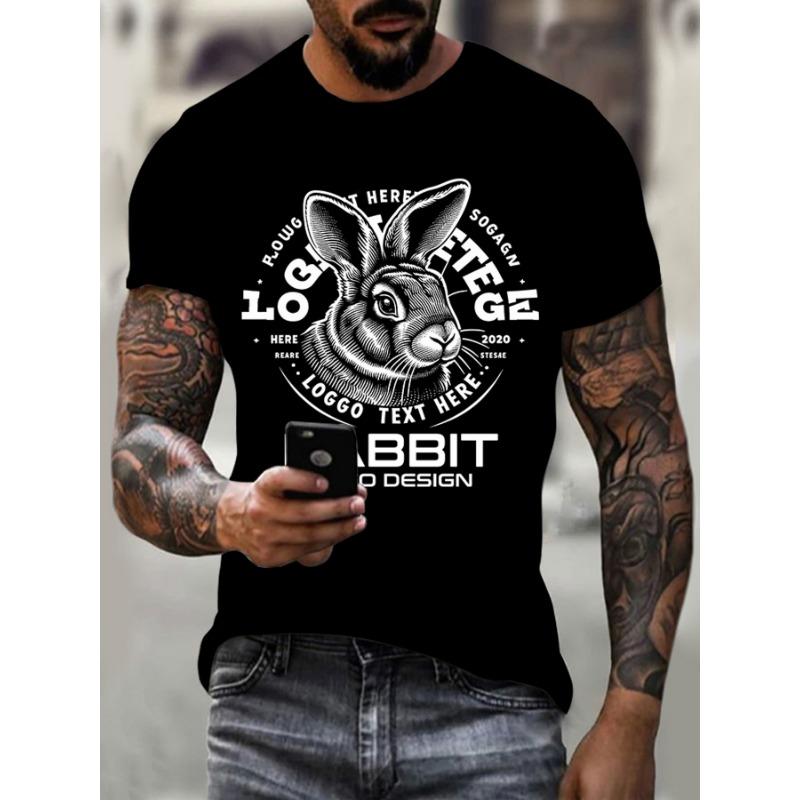 

Летний топ с круглым вырезом и 3D-принтом кролика, модная повседневная мужская футболка с коротким рукавом L