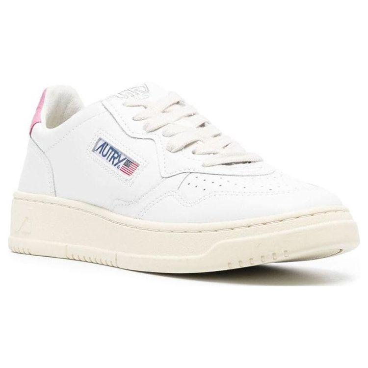 Autry Medalist Leather Low White Mauve Tab (Womens) Women Sneakers AULW-LL55