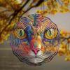 Metal Colorful Cat Wind Chime Handmade Outdoor Garden Decor Vibrant Swirling Patterns No Electricity Needed for Patio