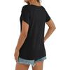 Women's Casual T-shirt Loose Basic V-neck Pleated Short-sleeved Top