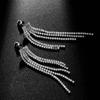 LUOTEEMI Luxury Cubic Zircon Sparking CZ Diamond Long Tassel  Earrings Wedding Chandelier for Women
