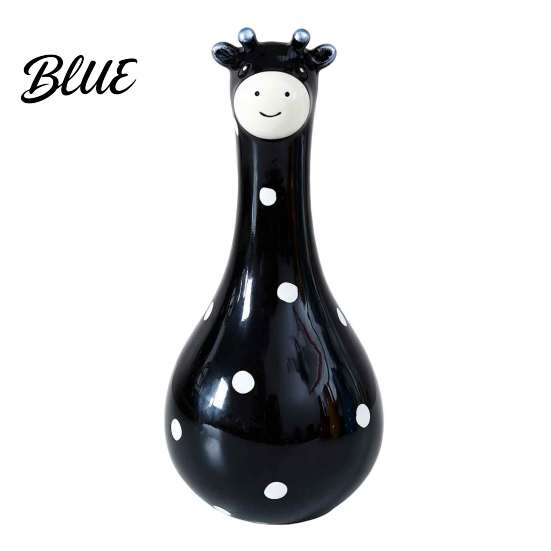 Vivid Texture Animal Figurine Cute Polka Dot Giraffe Vase, Hand-painted Resin Flower Creative Big-mouthed Artistic Bouquet Holder for Home Living Room