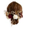 Preserved Flower Hair Ornament with Gold Leaf and Braided Cord for and Japanese Clothing [Bria] (Red) Coming-of-Age Ceremonies, Graduations, Weddings,