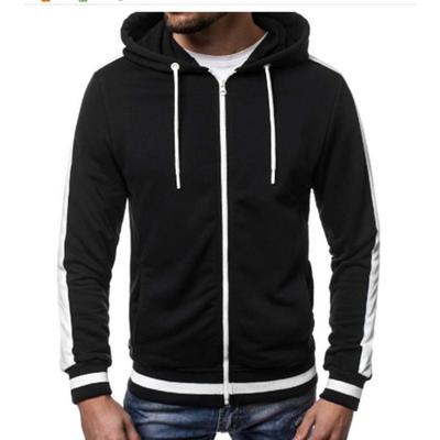 New Casual Sweatshirt Zipper Hooded Sweatshirt Jacket Men's Color Block Cardigan