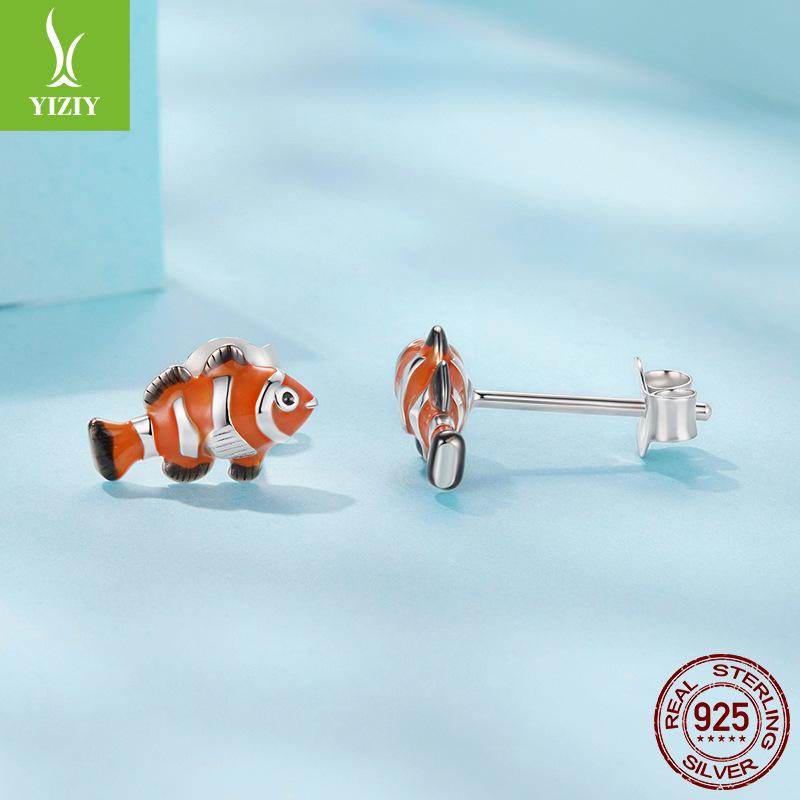 

Забавные серьги-пусеты с рыбками-клоунами, персонализированные серьги-пусеты из стерлингового серебра 925 пробы 925 silver