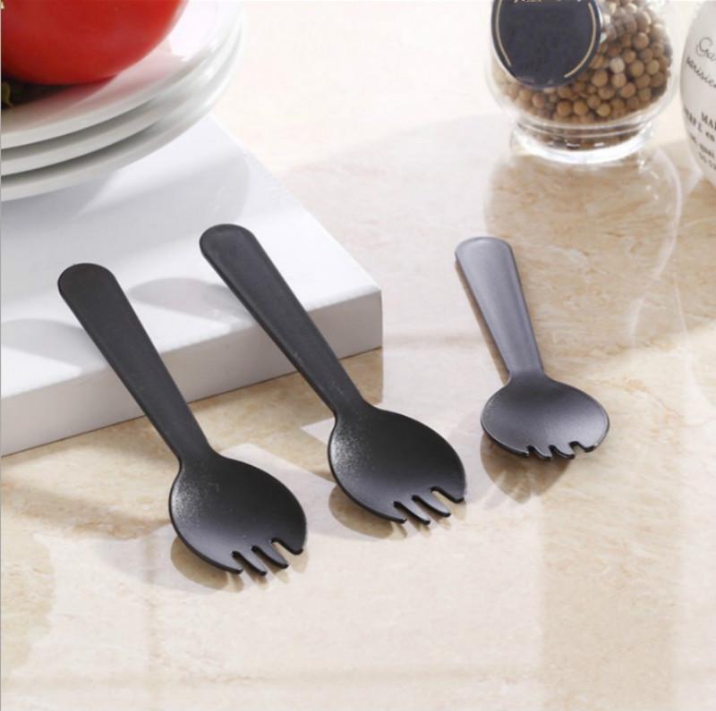 100pcs/lot Disposable Fork Spoon Plastic Tableware Cake Fork Independent Packaging Wedding Birthday