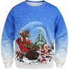 New Green Hair Monster Santa Claus 3D Digital Print Christmas Peripheral Round Neck Long Sleeved Women's Pullovers