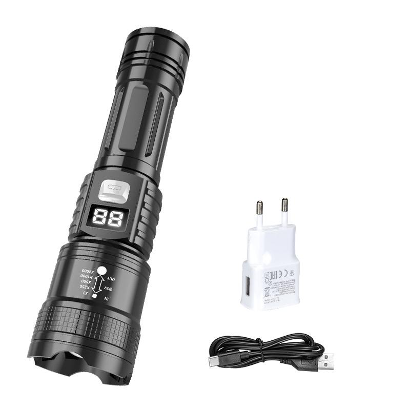 High Power LED Flashlight USB Rechargeable Zoomable Torch for Outdoor Camping Fishing Flashlight for Christmas Gift Set for Men