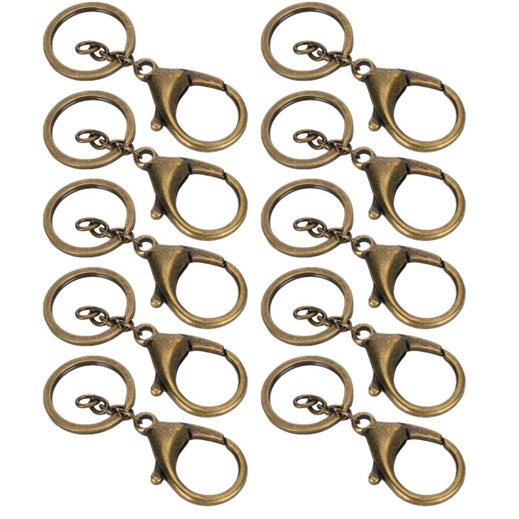 10Pcs Key Chain Plating Non Fading Simple Keychain Bag Buckle Lobster Clasp Hook(Antique Brass )