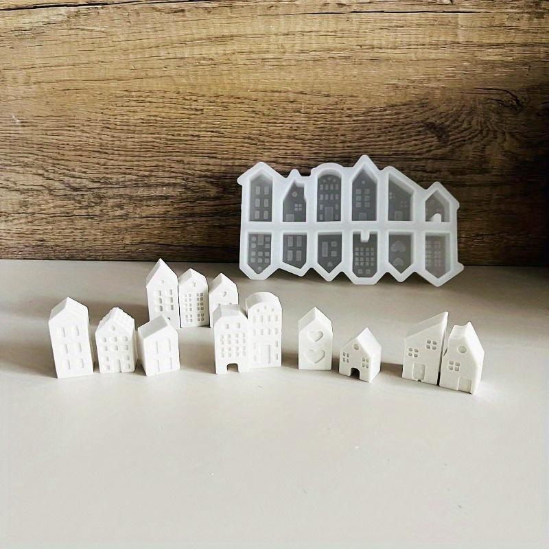Nordic Style 3D Small House Silicone Mold 12-Hole Mini House Candle Molds for Plaster Concrete Cement Aroma Soap Making