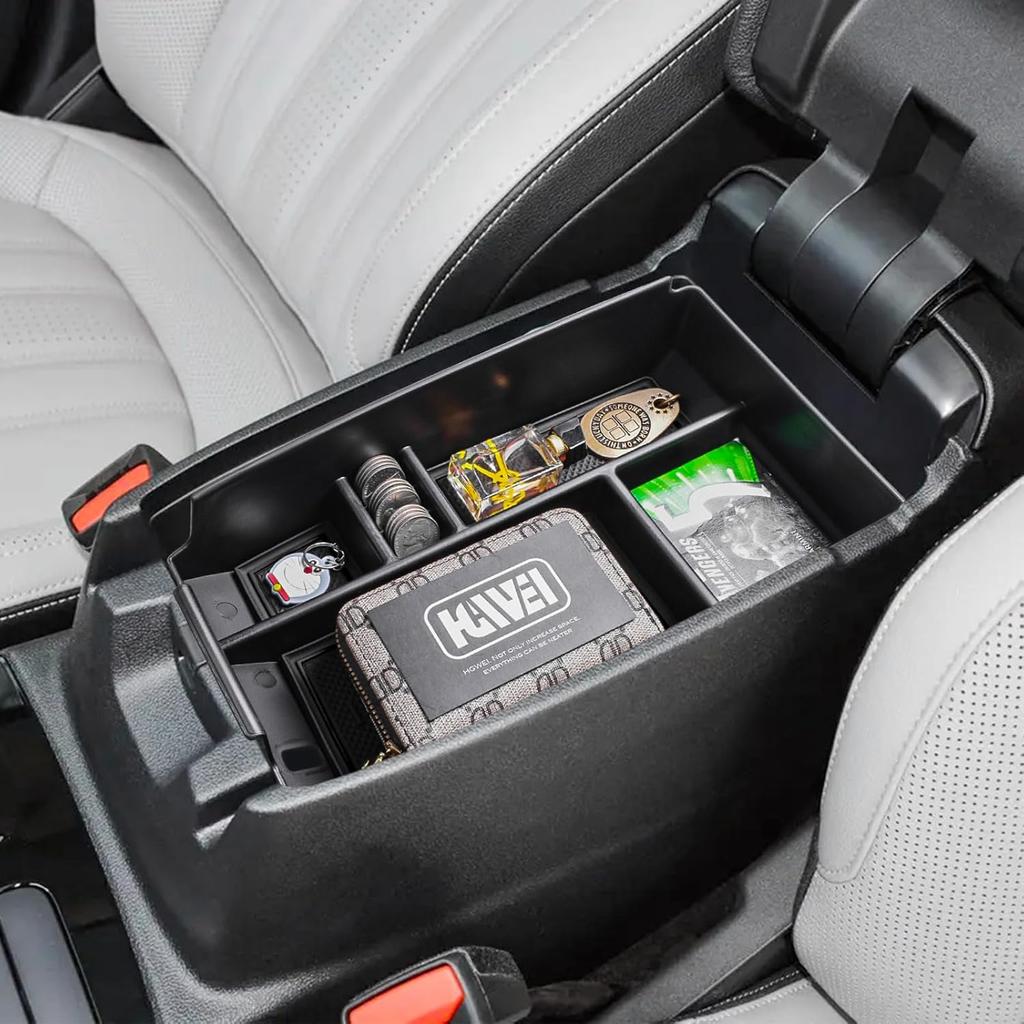 Center Console Organizer Tray Compatible With Ford Escape -2026/Bronco Sport -2026 Accessories, Ert Container ABS Secondary Armrest Storage Box (Not