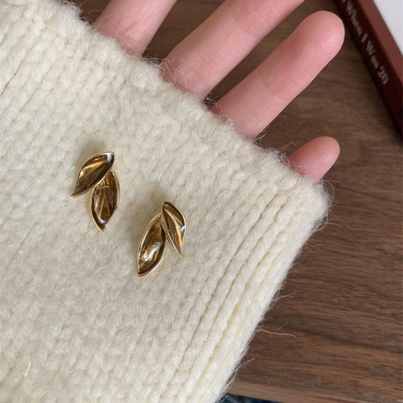 Maillard Caramel Brown Arc de Triomphe Enamel Earrings: Retro Drip Oil Round Hoop Earrings for Women