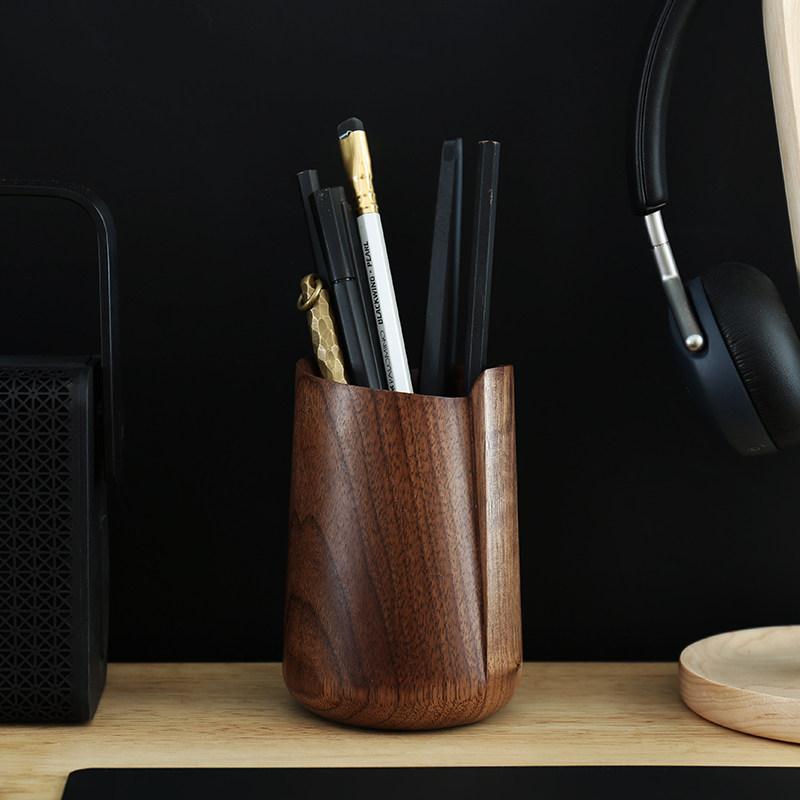 Portable Vintage Pen Holder Wooden Pens Containers Luxury Accessory Storage Boxes Minimalist Office Organizer Box Furniture