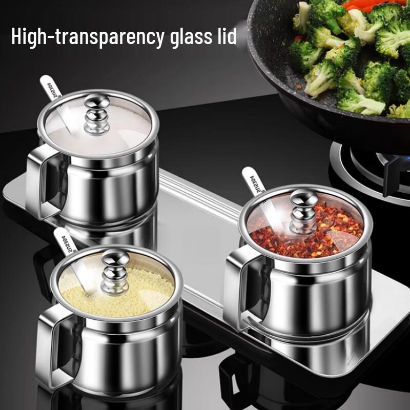 Yingbai 3-Piece 304 Stainless Steel Seasoning Jar Set