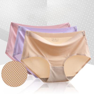 Women's Breathable Mesh Bikini Briefs Sexy Ice Silk Seamless Panties Soft Women's Underpants