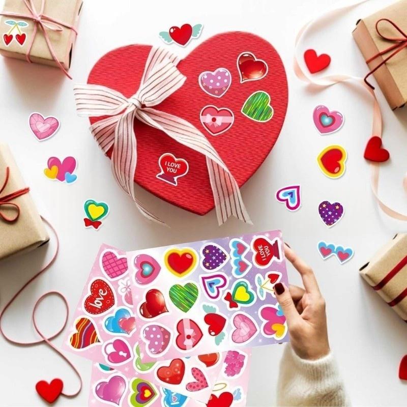 110/220 Pcs Heart Valentine Stickers for Wedding Anniversary Craft Valentine Love Sticker for Girls Activities Gifts Party Favor