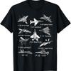 UnisexS F22 Raptor F14 Tomcat Fighter Jet Graphic TShirt Black with Metallic Silhouette Design Casual Crew Neck TShirt