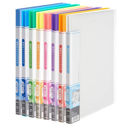 Plus Clear Transparent Pocket 20 Mixed 8 Books File, File, A4, Pockets, Colors, (with Inserts)