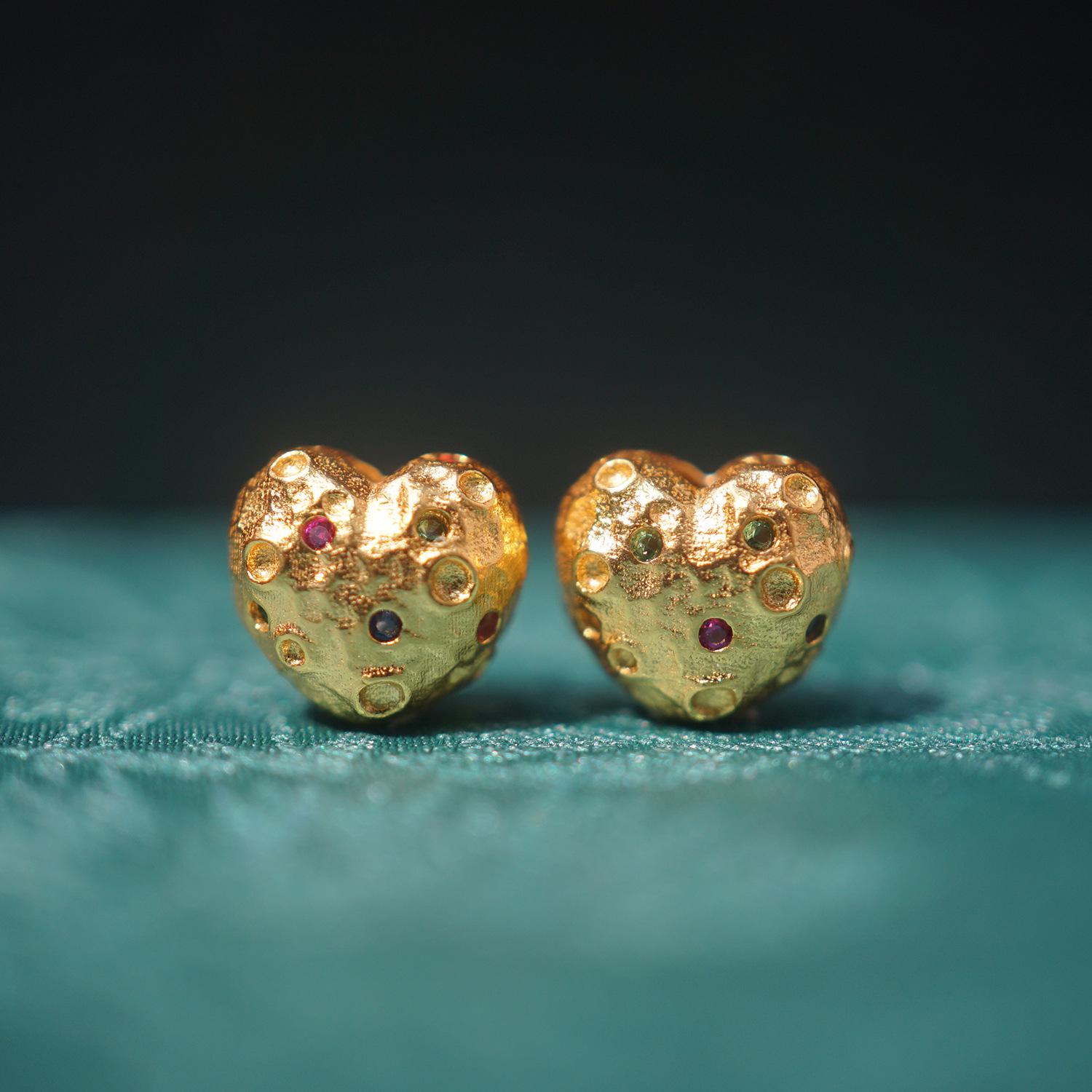 Gold-Plated S925 Silver Heart Spacer Bead for DIY Handmade Jewelry & Bracelets