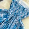 Beach Vacation Strapless Floral Camisole Dress  A Line Slim  Sleeveless Backless Dress for Summer