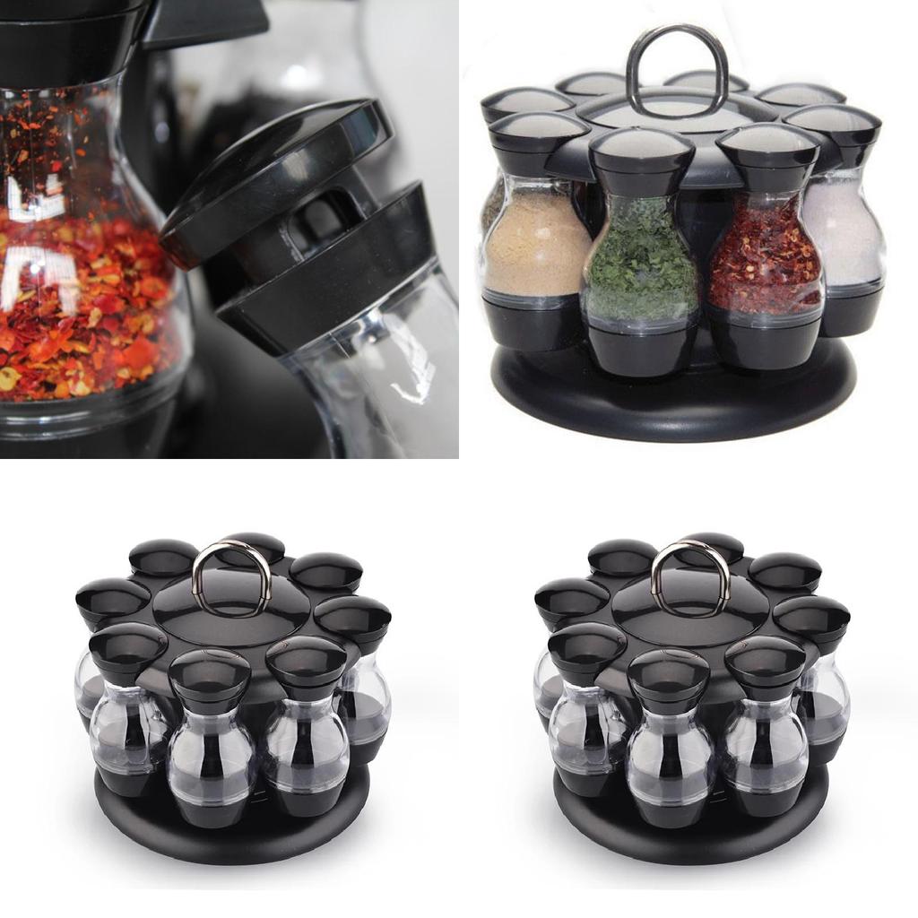 Elegant Rotatable Condiment Holder With Solid Bottles For Restaurant And Food Service Settings