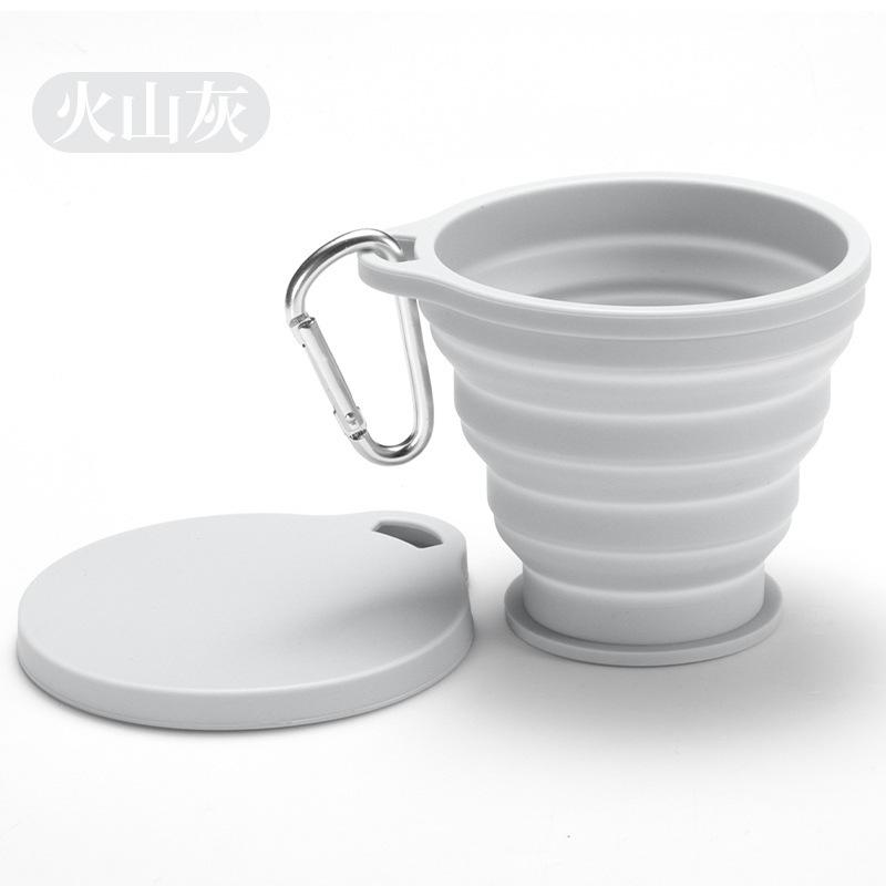 180ML Silicone Portable Folding Cup Mini Retractable CupTeacup Outdoor Travel Coffee Telescopic Drinking Mug with Lid