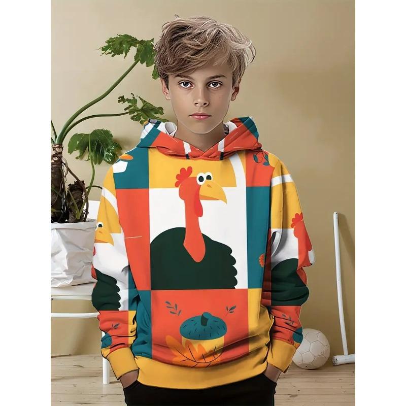 Autumn 3D Cute Animal Pattern Printed Hoodies Fashionable Casual Sports Long Sleeved Children's Boy Hooded Sweatshirts