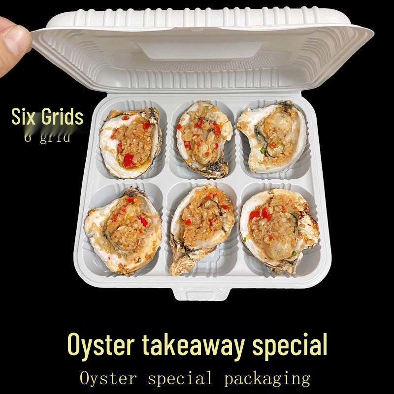Six-Compartment Disposable Takeaway Box for Oyster, Scallop, Eggplant, and BBQ Dishes