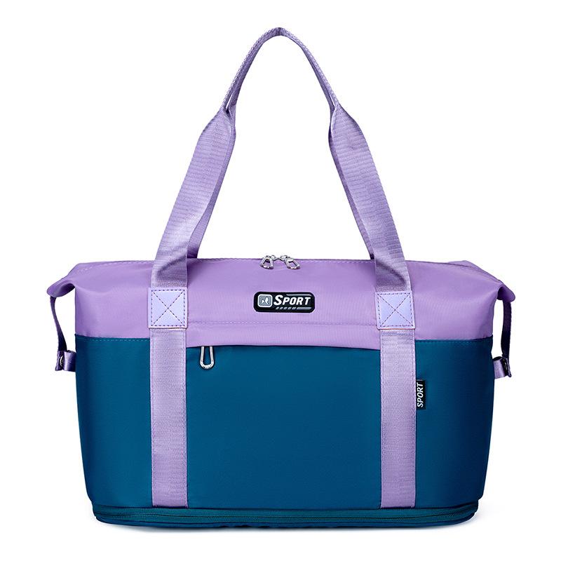 

Модная повседневная сумка для путешествий на короткие расстояния, контрастного цвета, расширяемая, ручная, дорожная сумка, сумка для фитнеса с отделением для сухих и влажных вещей, можно надеть на ручку чемодана