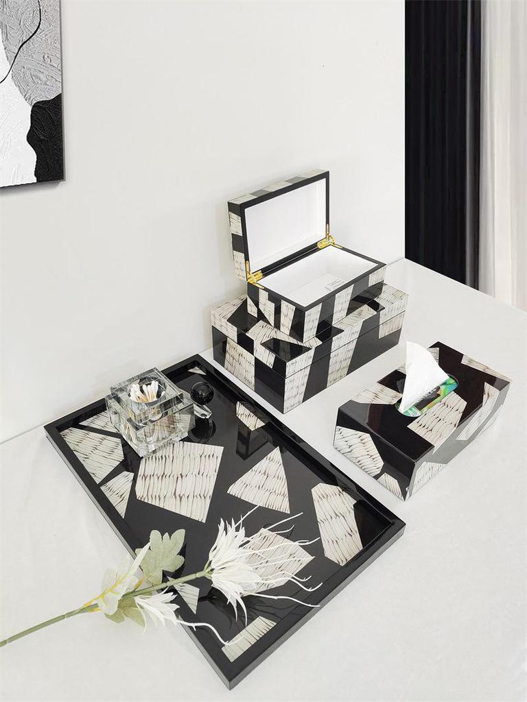 Nordic Minimalist Wooden Jewelry Box & Tissue Tray Decor for Bedroom/Living Room