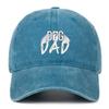 Men's Pure Cotton Distressed Sun Hat with "DOGDADDOGMOM" Embroidery - Large Brim Baseball Cap