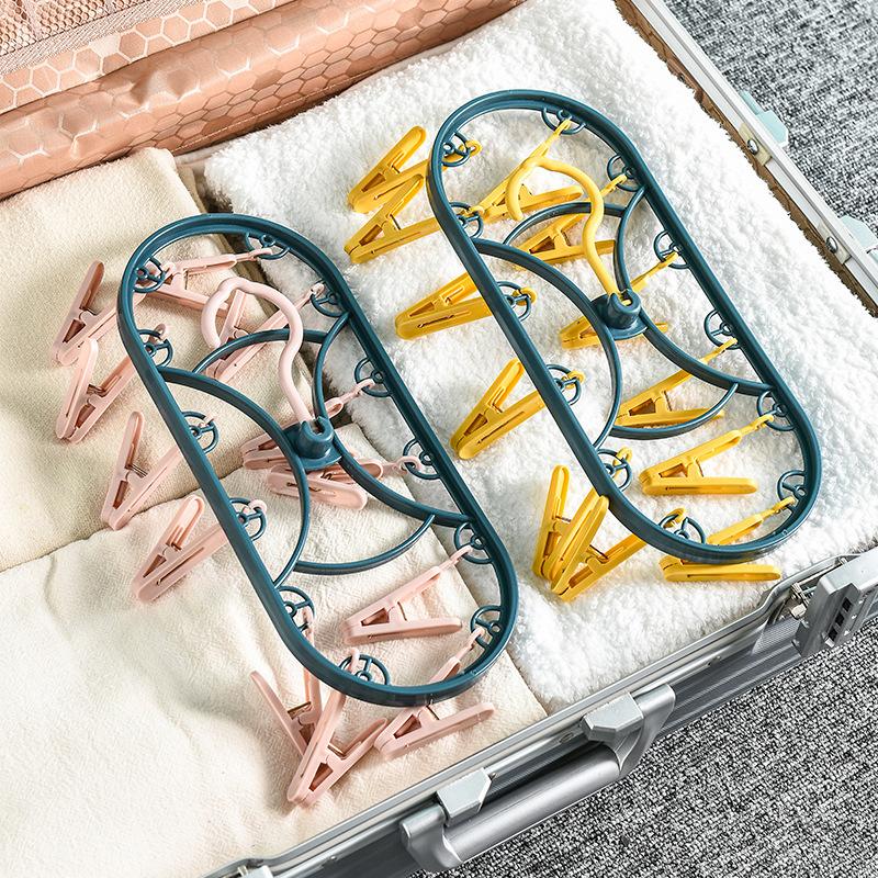 Plastic Drying Rack 12 Clips Windproof Multifunctional Dormitory Household Underwear Socks Drying Rack