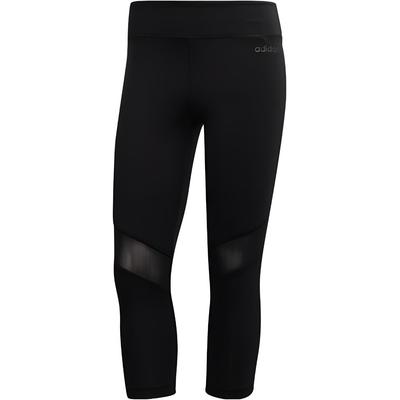 adidas Solid Color Breathable Sports Seven-Quarter Fitness Pants Women Bottoms Black DU2045