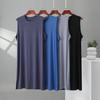 Herren Plus Size Modal Nachthemd Robe - Lockerer Schnitt Sommer Ärmellose Lange Robe, Leichte Bademantel für Übergewichtige Männer