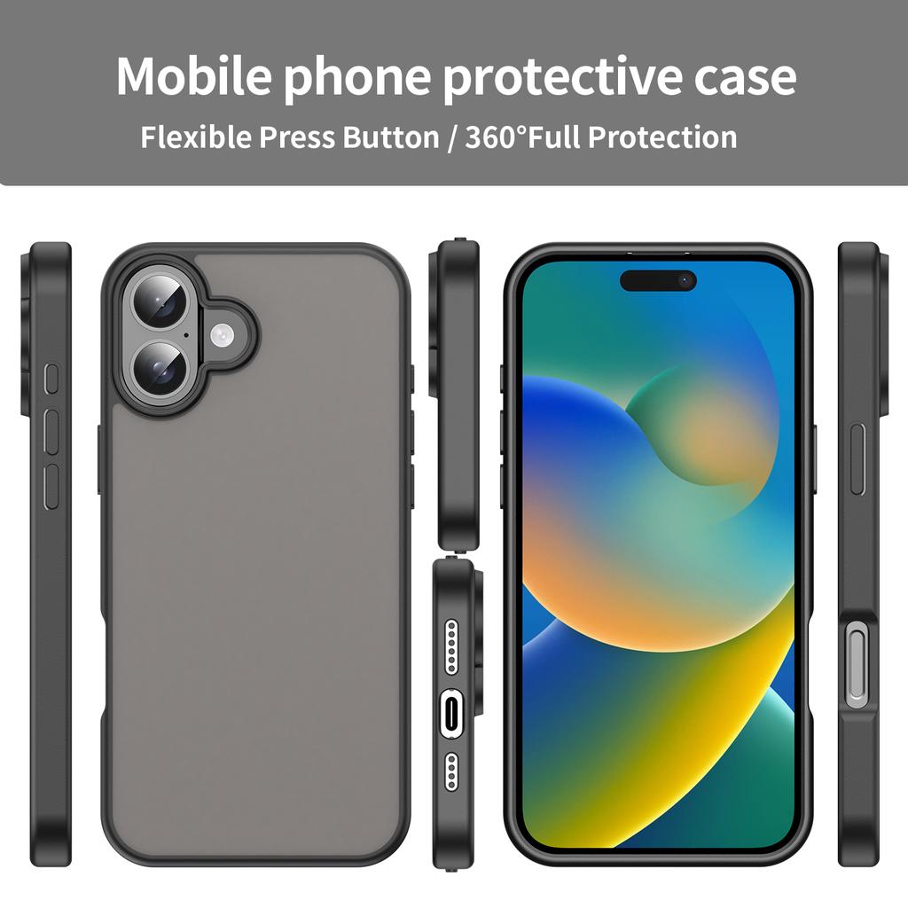 For iPhone 16 Case Skin Touch Matte Anti Drop TPU PC Phone Back Cover