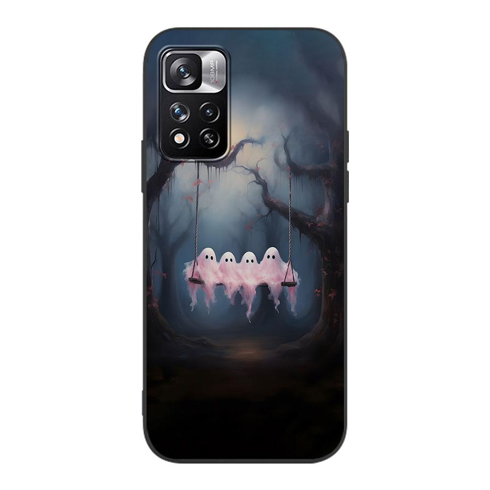 Aesthetic Cute Ghost Art Case for Xiaomi Redmi Note 11 10S 8T 10 12 Pro Plus 11T 8 9 11E 11S 5 9S 7 Soft TPU Black Phone Cover