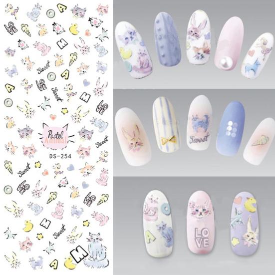 Flowers Feathers Butterflies Letters Pattern DIY Nail Art Sticker Manicure Tools