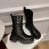 New Spot Two Wear Foldable Thick-soled Martin Boots Autumn and Winter British Style Mid-tube Boots, Thin and Versatile Female Knight