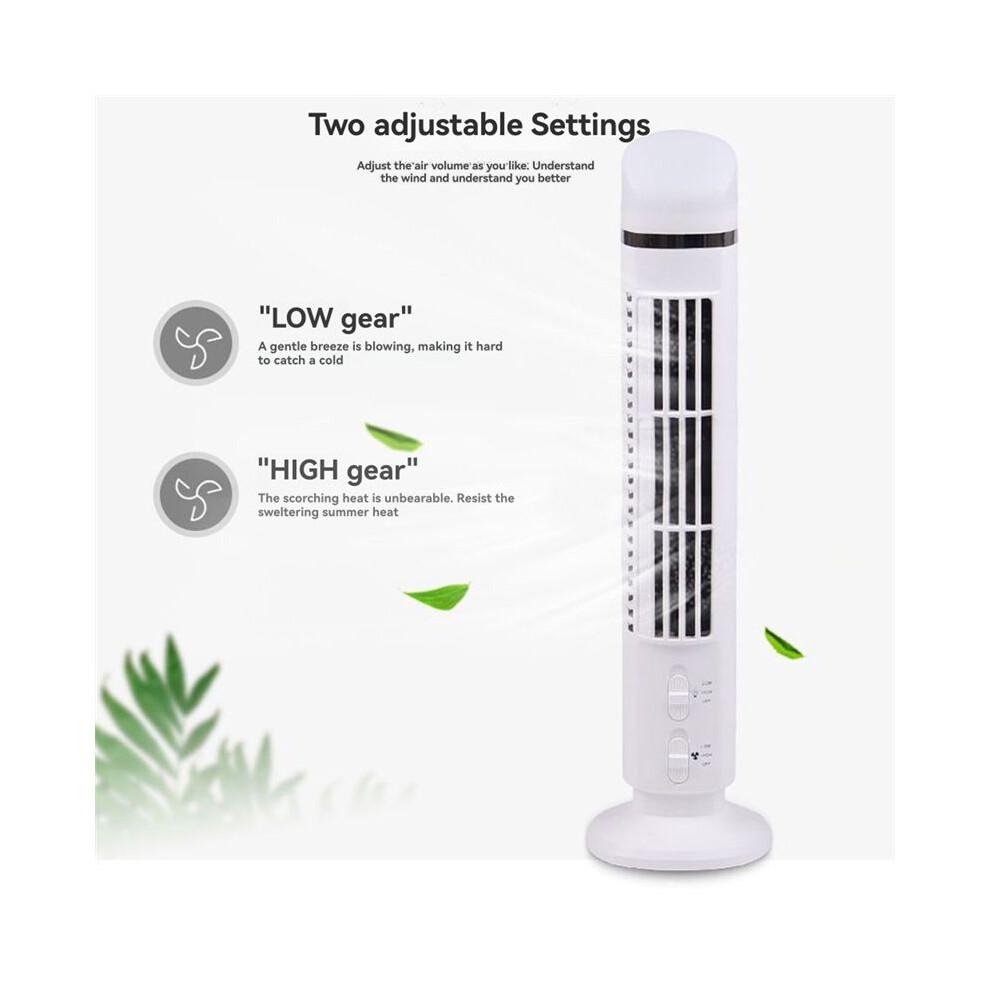 Ventilatore a Torre LED 2 Velocità Stand Ventilatore a Torre Elettrico Portatile da Pavimento per Soggiorno Camera da Letto Bianco