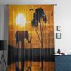Silhouette Of Elephant Luxurious Chiffon Sheer Curtains for Living Room Bedroom Decoration Window Voiles Tulle Curtain
