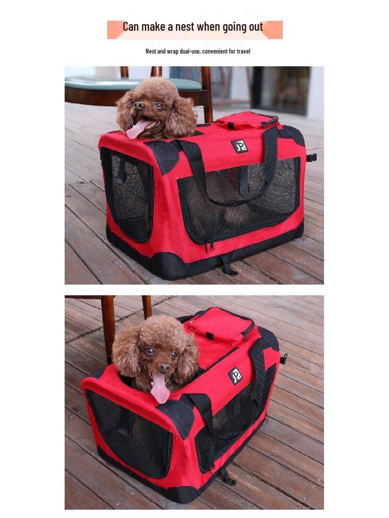 Portable Folding Pet Carrier & Bed: Outdoor Dog/Cat Cage & Car Nest for Golden Retrievers, Corgis, and Teddies
